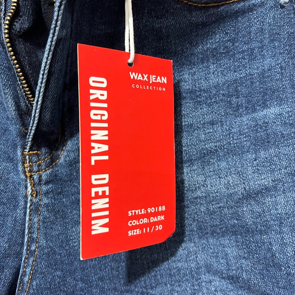 Wax Jean High-Rise Dark Blue Distressed Jeans - Picture 6 of 9